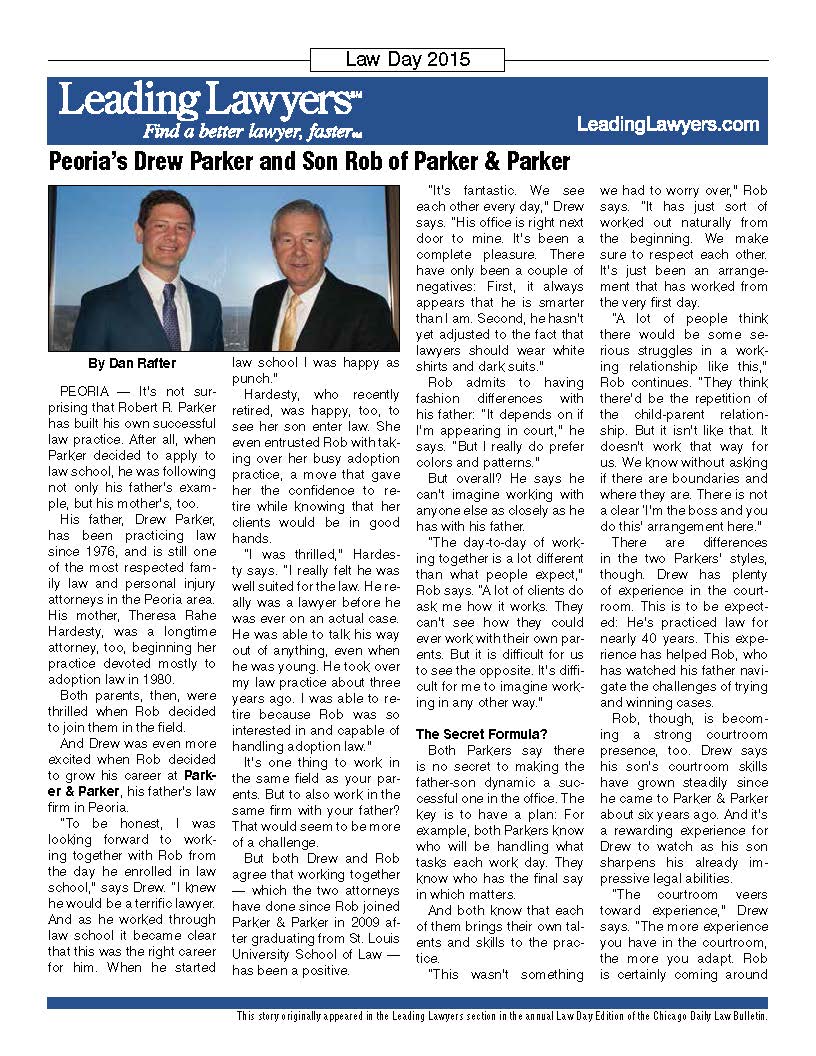 Full page feature of Drew and Robert parker