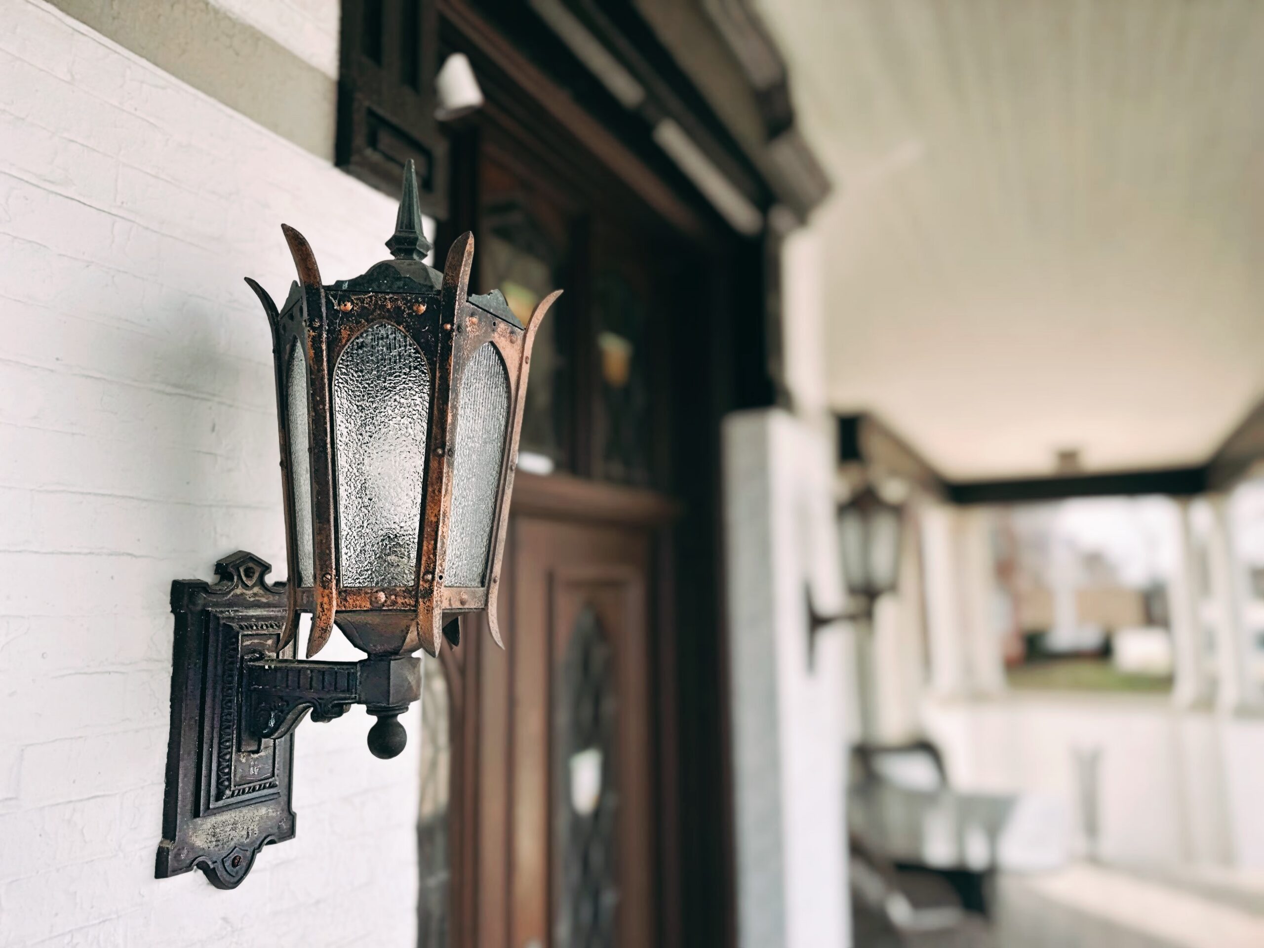 Wrought iron lantern at Parker and Parker entrance